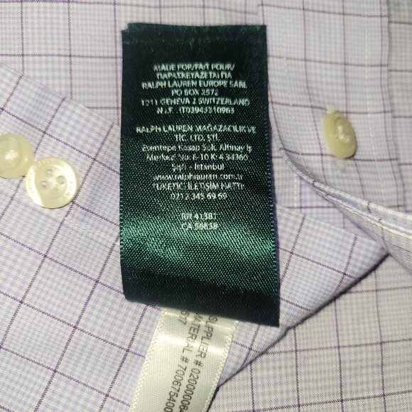 Lauren Ralph Lauren Dress Shirt Mens Classic Fit 18 34/36 LS Light Blue Non-Iron - Picture 9 of 16